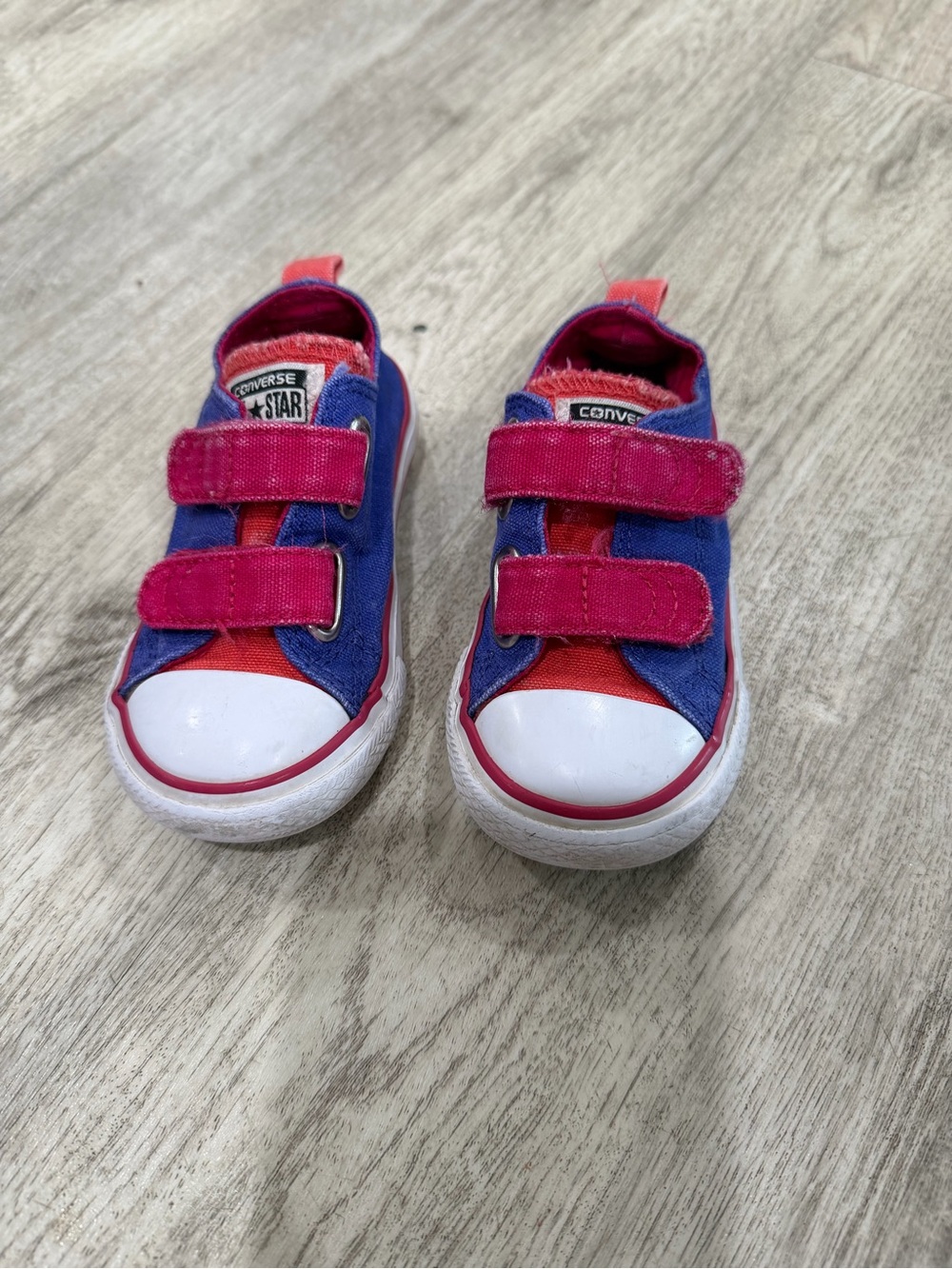 Converse Kids Velcro Sneakers in Blue, Pink & Red